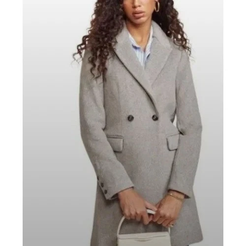 Abrigo Reformation Talla XS Cumberland Gris Mezcla Lana Doble Pecho Botón Foto 2 de 4