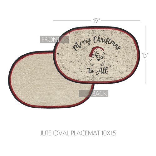 Jolly Ole Santa Jute Oval Placemat 13x19 - Picture 4 of 6