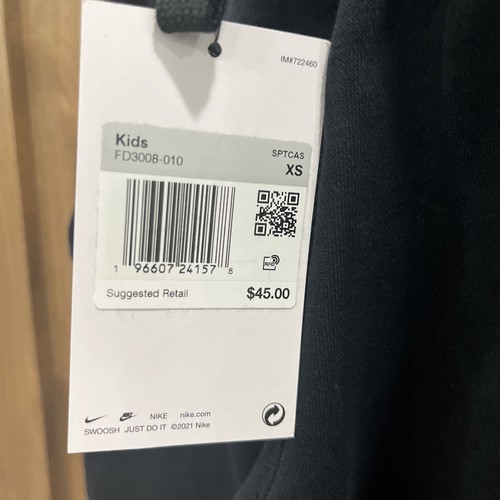 Nike Kids Jogger Pants XS Black Fleece Lined Elastic Waist Pull On Standard Fit - Picture 3 of 8