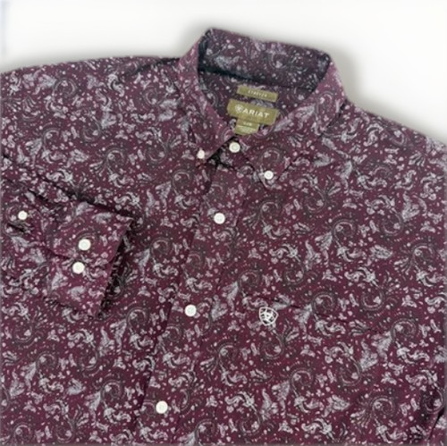 Ariat Herren Olex Western Hemd L Malbec Paisley Stretch Button Down Langarm