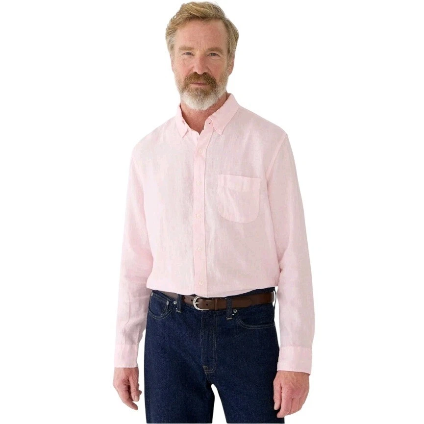J. Crew Mens Pink Long Sleeve Button-Down Linen Shirt - Size XXL NWT $110