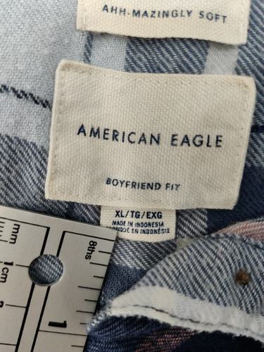 Camicia di flanella American Eagle AhhMazingly morbida vestibilità fidanzato donna XL blu a quadri - Foto 4 di 10