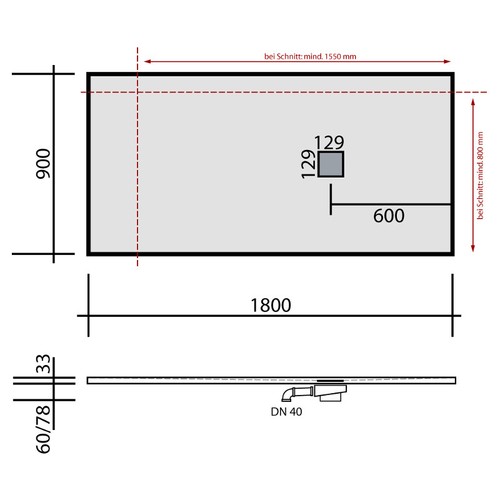 Duschwanne SILEX Mineralguss für bodengleichen Einbau von 150 cm bis 200 cm - Bild 147 von 229