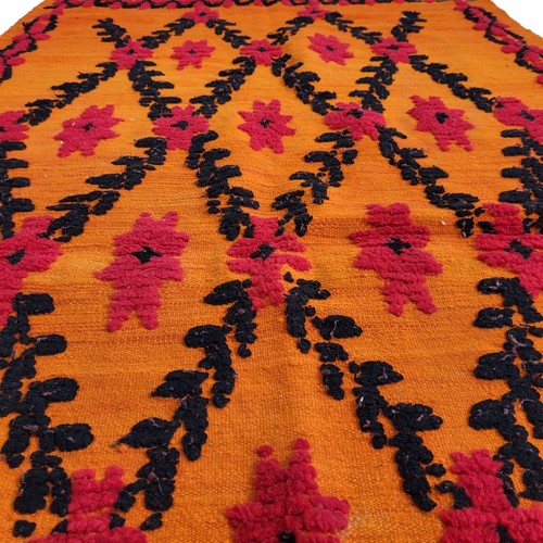 Vintage Handmade Moroccan Orange Rug Floral Area Tribal Berber Wool Carpet 6x3 - Picture 11 of 24