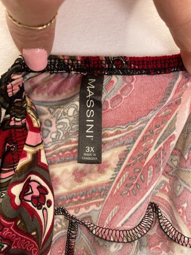 Massini Dress Womens 3X Plus Paisley Babydoll Ruched Long Ruffle Hem Boho Maxi - Picture 10 of 13