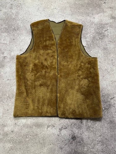 Vintage Barbour Warm Pile Lining Shearling Vest Brown Snap-On Size L - Picture 1 of 4
