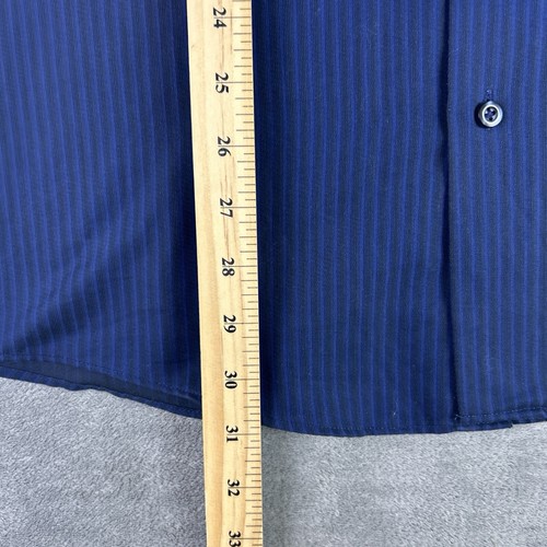 Kenneth Cole Reaction L 16 1/2 34-35 Slim Blue & Navy Pin Stripes Dress Shirt - Picture 6 of 9
