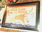Vintage Eagle Claw hooks advertisement steel fishing sign 1938