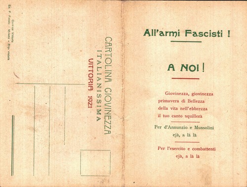 FASCISMO - Benito MUSSOLINI e Gabriele D'ANNUNZIO - All'Armi Fascisti! - #117 - Imagen 2 de 3