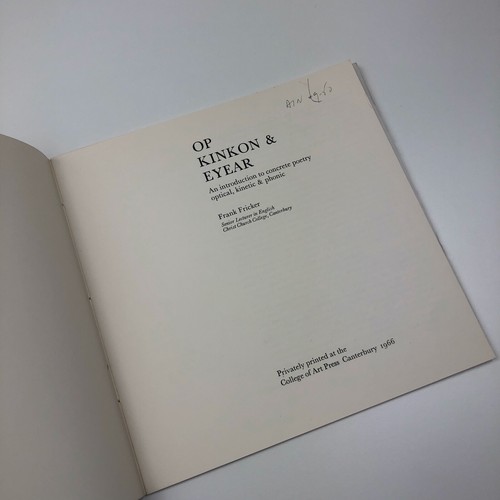Op Kinkon & Eyear. An introduction to concrete poetry ...by Frank Fricker 1966 - Picture 4 of 9