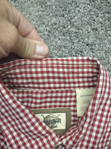 Vtg 70s Pearl Snap Shirt Western Plains Rider Cowboy Mens Med Red Checkered 80's - Picture 10 of 10