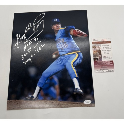 Gaylord Perry Signed Photo 11X14 HOF 91 300th Win Inscription JSA COA - Picture 1 of 5