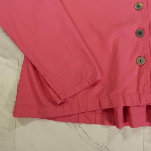 J. Jill Medium Coral Pink Women's Cropped Button Up Pleated Back Blouse - Picture 10 of 10