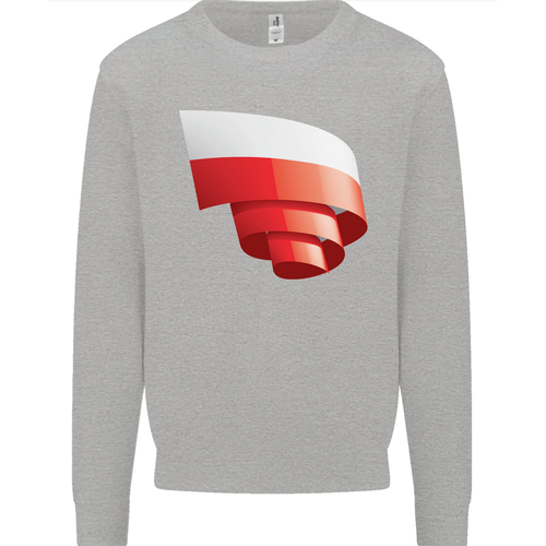 Curled Poland Flag Polish Day Football Kids Sweatshirt Jumper - Picture 3 of 9