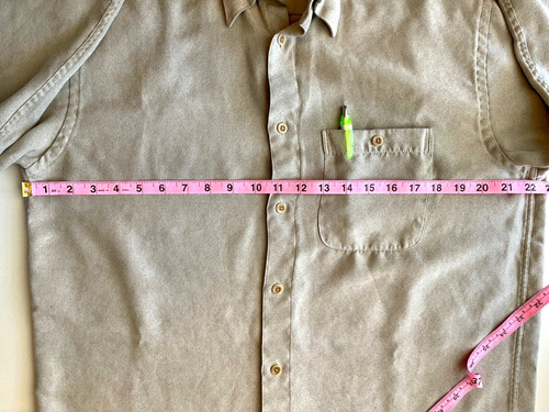 GEOFFREY BEENE GB Micro Suede LS button up shirt men size M taupe/tan very soft - Picture 10 of 16