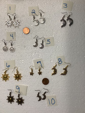 Unique Womens Fashion MOON SUN STAR Dangle Earrings - silver - gold - bronze