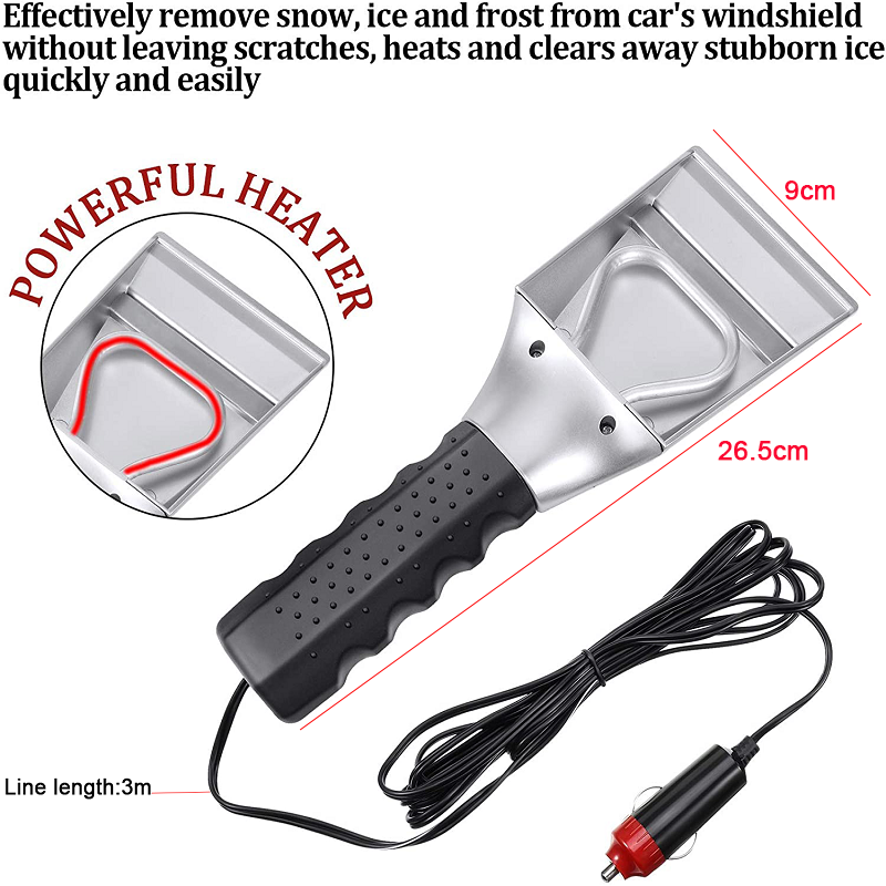 Electric Heated Ice Scraper Windscreen Frost Window Snow Car Van Icer