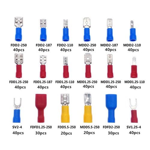 Kit de conector de cable eléctrico de terminales juego de pala de crimpado aislada surtida - Imagen 21 de 24