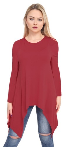 Damen Langarm Taschensaum Oberteil Damen meliert Baggy Oversize Swing Kleid UK 8-26 - Bild 5 von 11