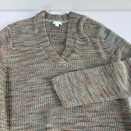 J Jill Sweater Size L Multicolor V Neck Pullover Long Sleeve Soft Cotton Blend - Picture 4 of 10