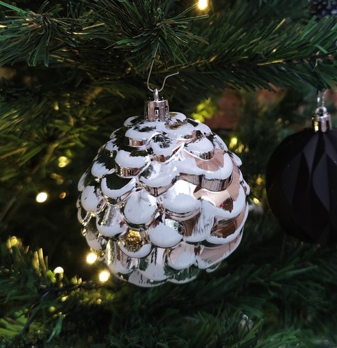 Set palline di Natale in plastica Ø 8 cm bianco argento decorazione sfera addobbi albero di Natale - Foto 6 di 14