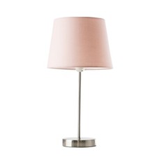 Image of Brushed Chrome LED Table Lamp Modern Stem Metal Light Tapered Lampshades Bulb