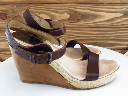 J.CREW Size 8 Platform Heel Brown Leather M Width - Foto 5 di 11