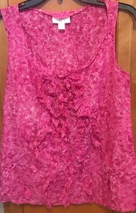 Ann-Taylor-Loft-Fuchsia-Shirt-Blouse-Top-Sz-Small-Sleeveless-Cotton-Silk