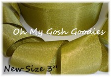 3" GOLD SHIMMY SHIMMER GLITTER SPARKLE BLING PRINCESS CHEER GROSGRAIN RIBBON