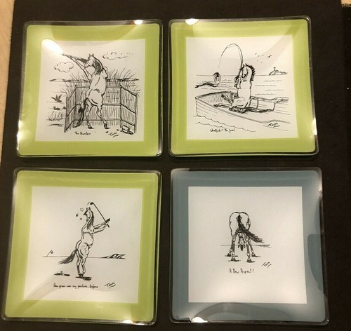 4 MCM Tauni de Lesseps Whimsical Art Plates Horses - Picture 2 of 10
