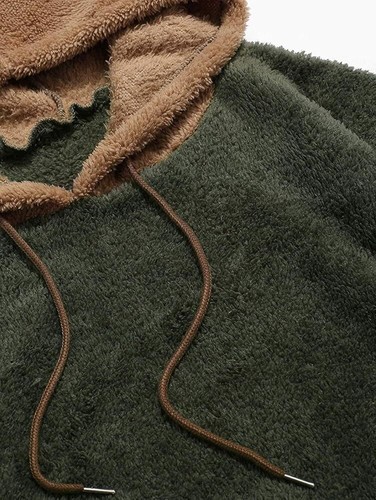 Mens Hoodie Fluffy Sherpa Hooded Jumper Fuzzy Plush various sizes & colours - Picture 33 of 54