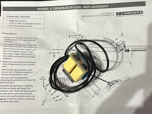 Concept 2 GENERATOR COIL with monitor wire rower brand new model E - Picture 3 of 3