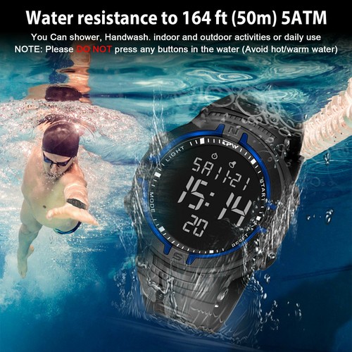 Wasserdichte Digital-Sport-Uhr LED-Hintergrundbeleuchtungs-Mann-Armbanduhr - Bild 5 von 14