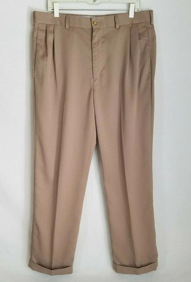 Callaway C Tech Mens Beige Polyester Pleated Cuffed Golf Pants