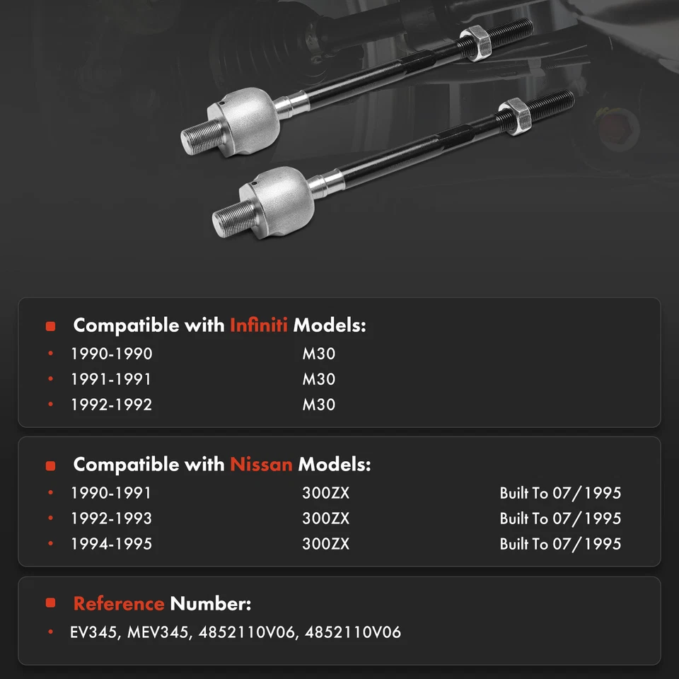 Extremo de barra de amarre interior delantero 2 piezas para Nissan 300ZX 1990-1995 INFINITI M30 1990-1992 Foto 2 de 4