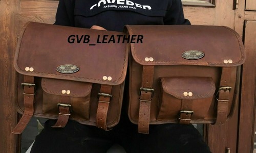 Ledersatteltaschen Packtaschen Distressed Brown 2 T Motorrad Satteltasche 1 Paar - Picture 1 of 6