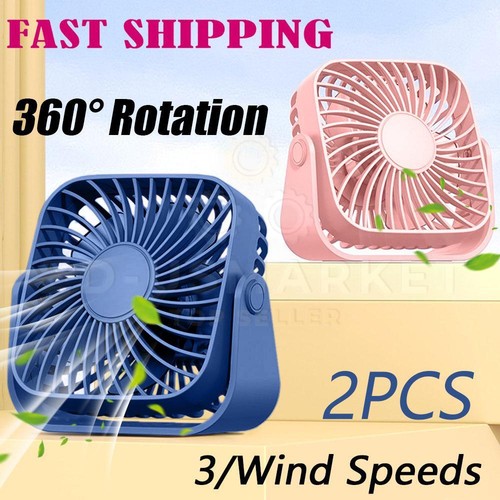 USB Desk Fan 2Pack Small Mini Personal Cooling Fan for Office Home Table US - Picture 1 of 11
