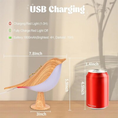 Bird Lamp LED Touch-Control 3-Levels Dimmable Cordless with Rechargeable  Battery | eBay