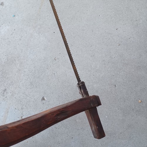 Antigua sierra de arco hecha a mano primitiva sierra giratoria sierra Buck carpintería hoja de 20" - Imagen 6 de 9