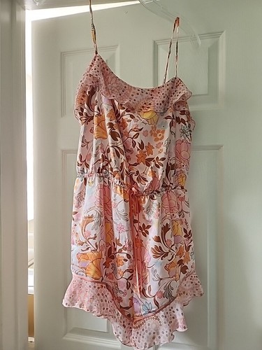 New Victoria Secret Pajama Satin Silk Romper Jumper 1 Piece Spaghetti Strap M - Picture 2 of 4