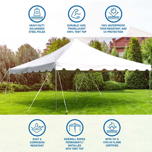 Weekender Pole Tent 15x15 White Canopy Event Wedding Party Backyard Gazebo - Picture 4 of 10