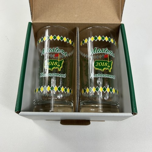 2018 AUGUSTA MASTERS Golf Set Of 2 Commemorative Glass Cups Champions - Picture 8 of 10