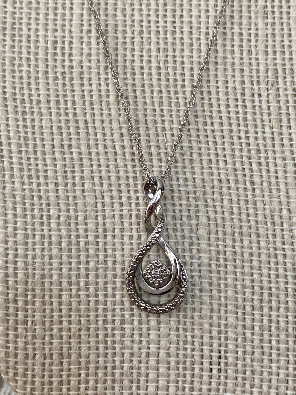 Solid Sterling Silver Diamond Teardrop Cluster Pe… - image 1