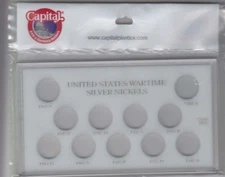 Capital Holder Display Case Wartime Silver Nickels Coins 1942 1945 Meteor 4x7