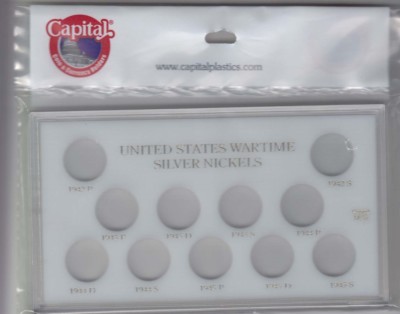 Capital Holder Display Case Wartime Silver Nickels Coins 1942 1945 Meteor 4x7
