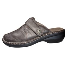 Propet Women Altadena Brown Leather Adjustable Slip-on Wedge Sandal 6.5 Shoes