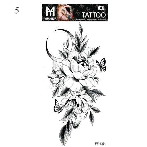 Sexy Pegatina Tatuaje Temporal Flor Negra Impermeable Arte Corporal Cintura Mujeres Hombres☽ - Imagen 32 de 42