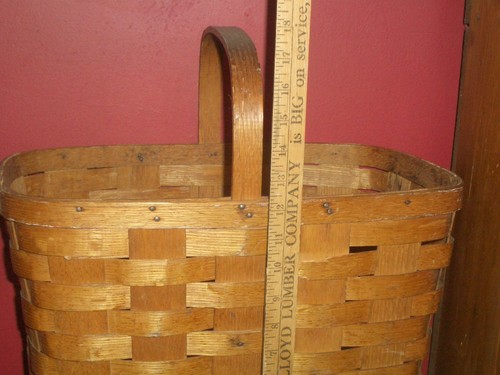 FREE Shipping! Appalachia American Antique Primitive Handmade Oak Handle Basket - Picture 7 of 12