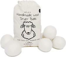 Wool Dryer Balls XL 6-Pack - 100 Pure New Zealand Wool, Ecoigy Natural Fabric S