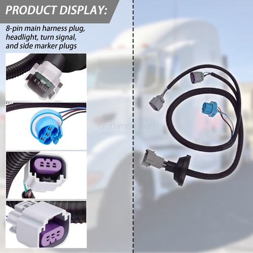 1)OE Style Headlight Harness For Peterbilt 386 (05-15)，387 (99-10) 61A3002-0474 - Picture 4 of 8